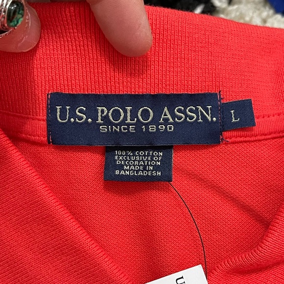 NWT Men’s Size Large U.S. POLO ASSN Short-sleeve Polo Shirt Logo Embroidered Red - Picture 10 of 13